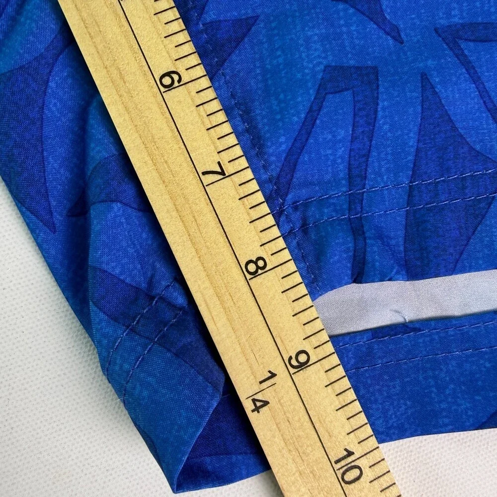 Speedo Men's Swim Trunks Size L Royal Blue Lime Green Geometric Pockets Lined